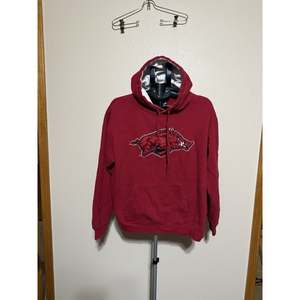 Arkansas Razorbacks Hoodie XL Red‎ Pullover Stadium Athletics Embroidered Logo